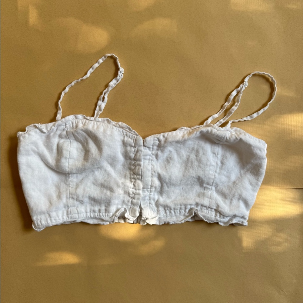 Aritzia White Linen Crop/Bra Top